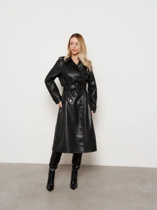 Blacknleather overcoat