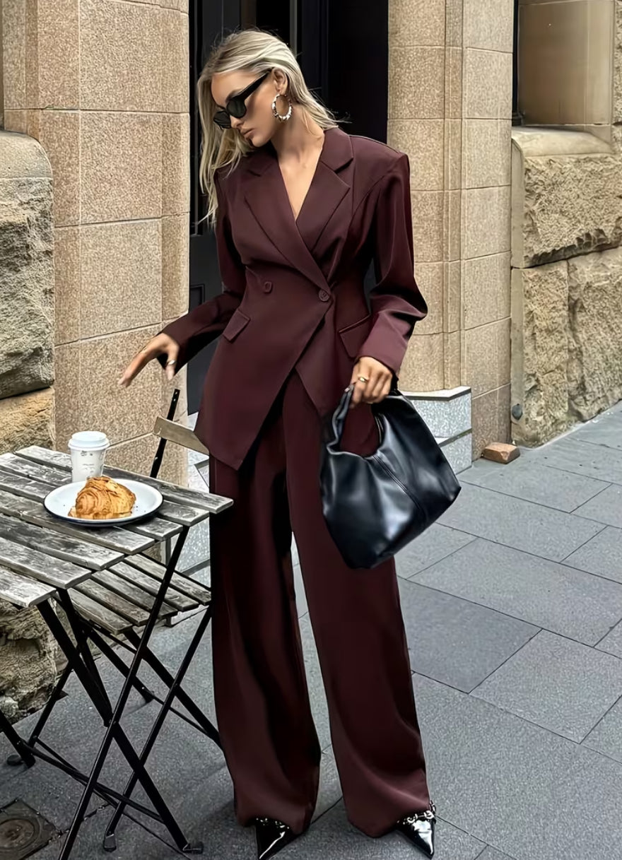 Burgundy elegant Blazer and Pant for woman