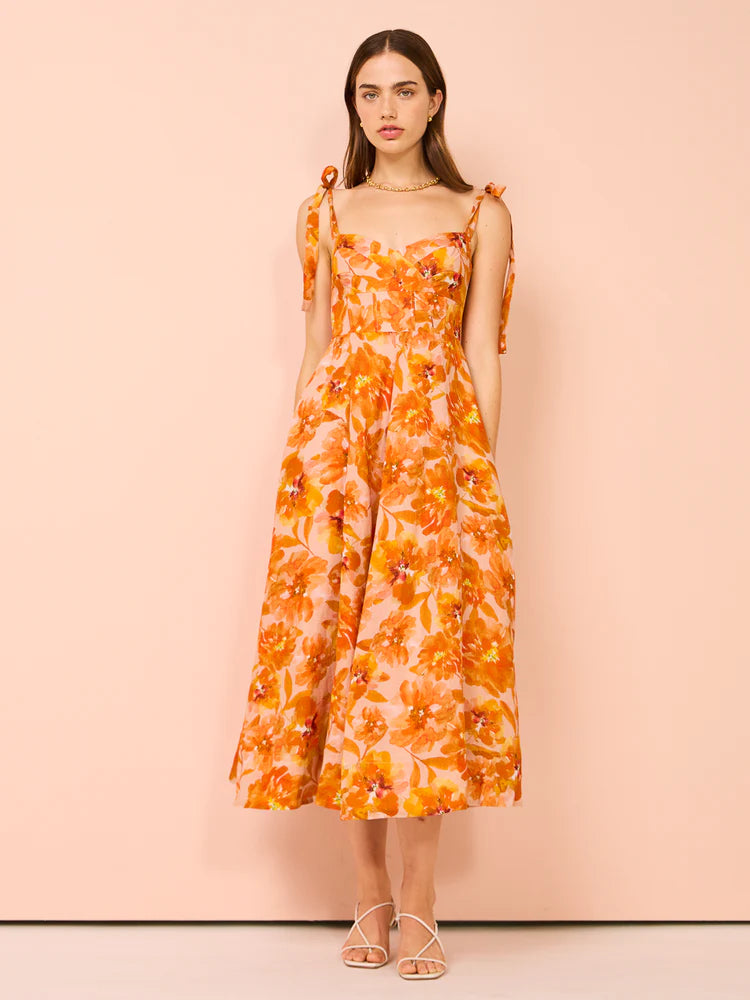 Orange  Printed summer dress
