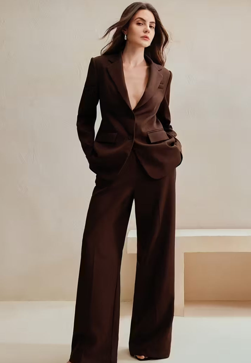Brown elegant Blazer and Pant for woman