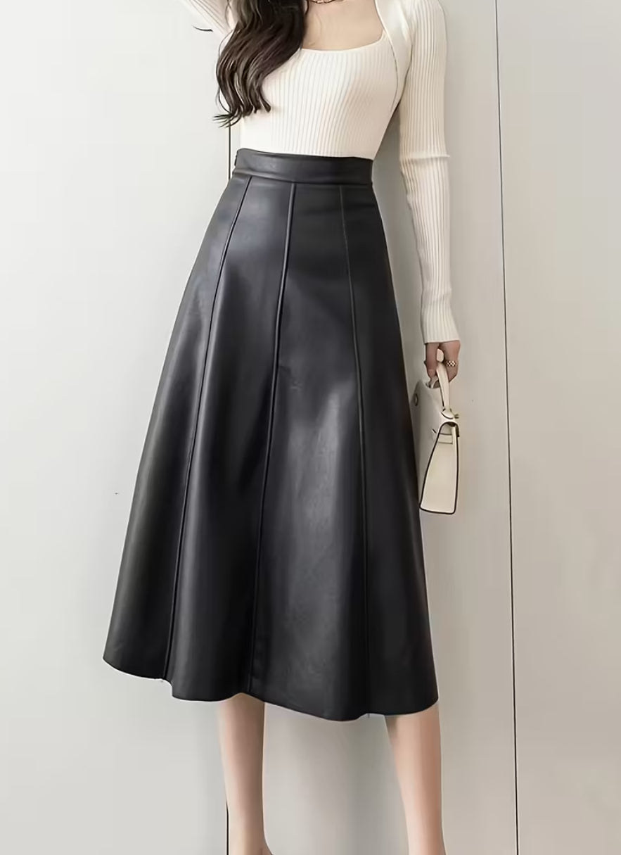 Black Leather long skirt