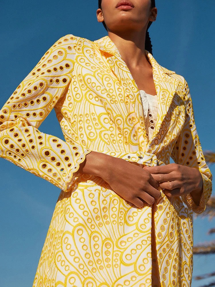 Yellow Cutwork Blazet