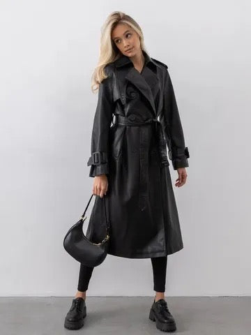 Blacknleather overcoat