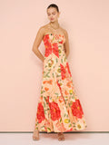 Orange Printed Floral Summer Dress