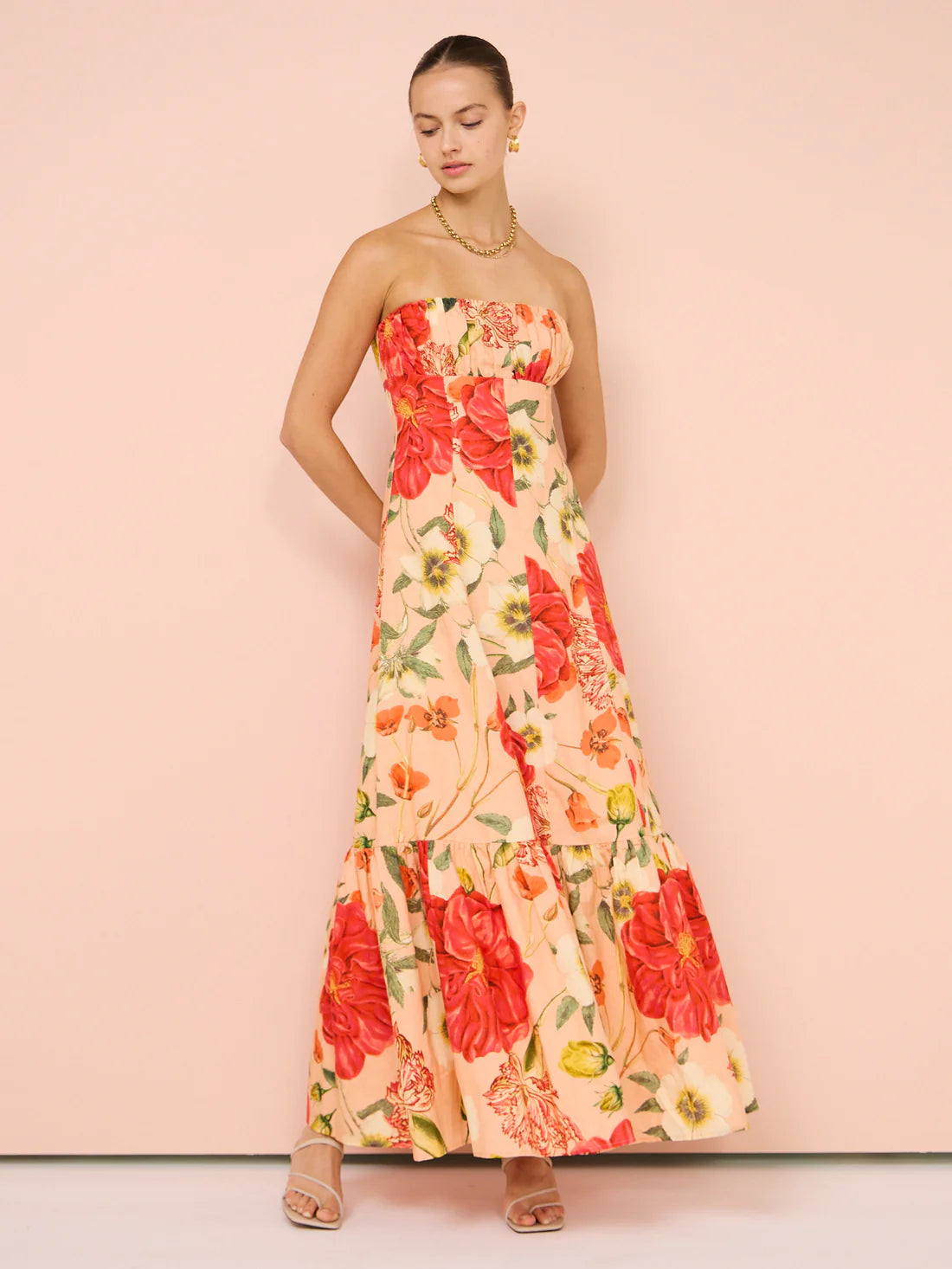 Orange Printed Floral Summer Dress
