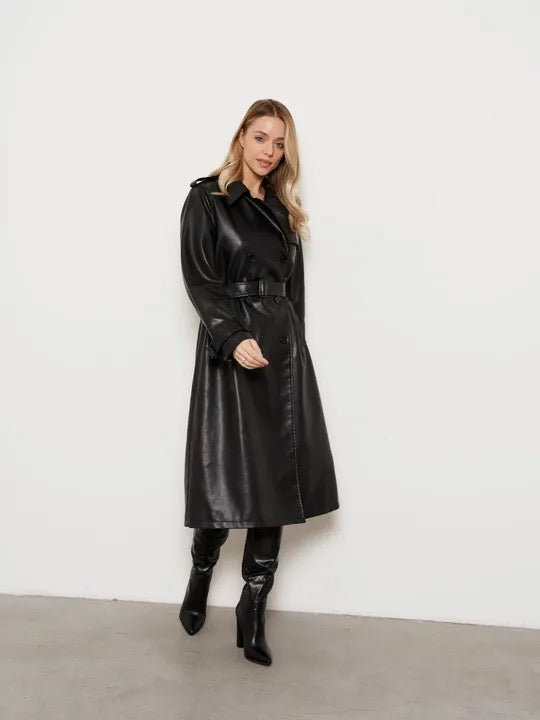 Blacknleather overcoat